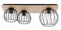 Deckenlampe Schwarz Natur Retro E27 Holz Metall Deckenleuchte Wohnzimmer