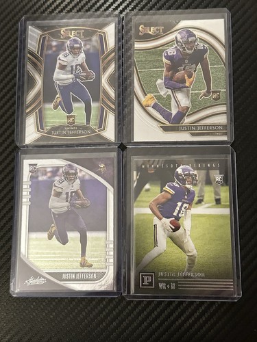 Justin Jefferson 4 Card Rookie Lot - Panini, Absolute, Select Club, Field Level