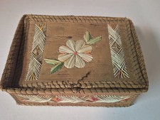 Rare Ojibwa Native American Porcupine Quill and Birch Bark Sweetgrass Box