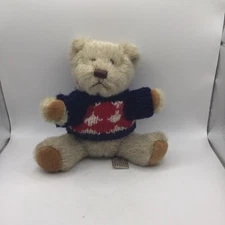 HugFun Plush Bear 6" Off  White Beige With Knit Sweater