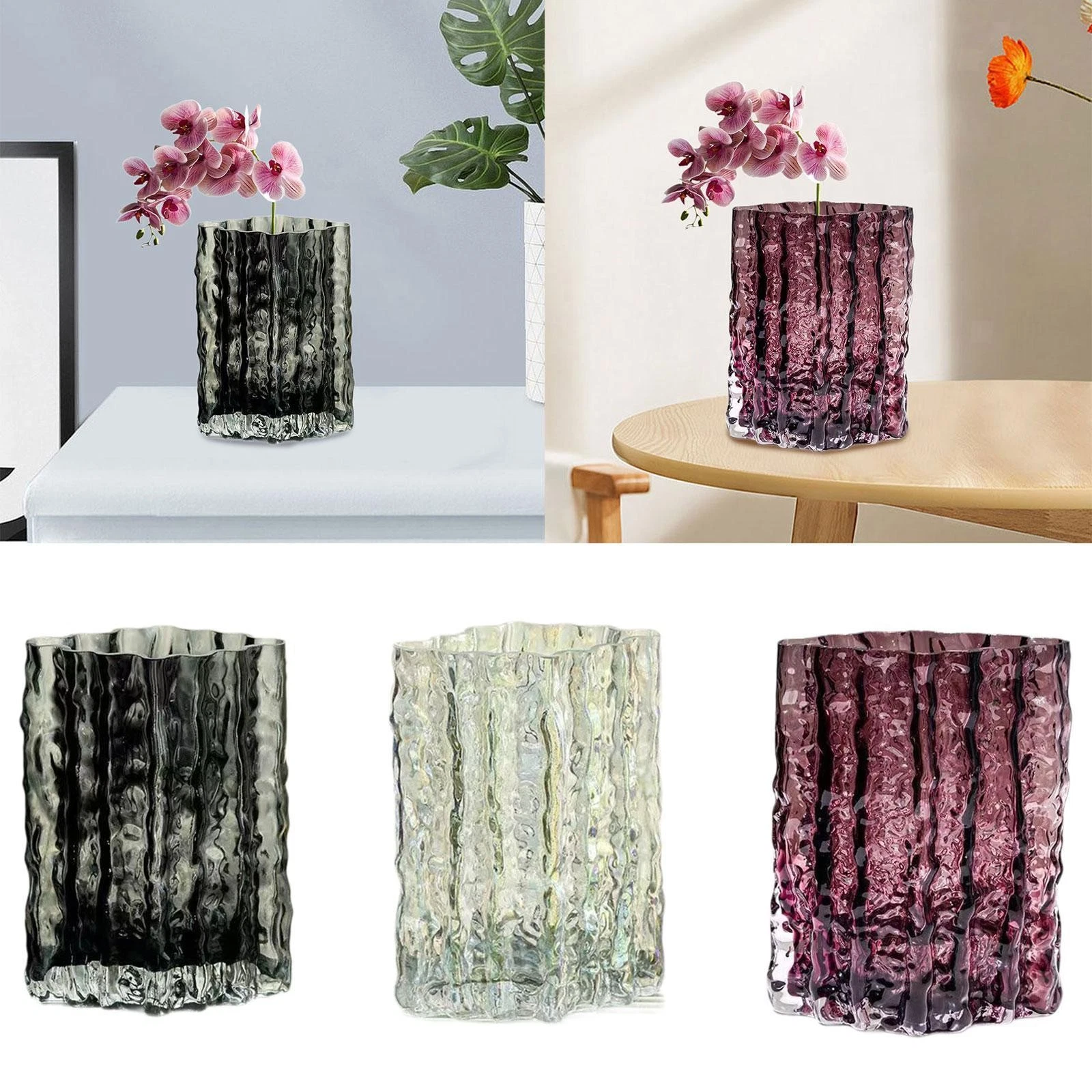 Glass Flower Vase Hydroponic Vase Flowerpot Decors Storage Desk Organizer