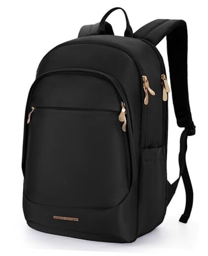 Women's 15.6 Inch Travel Laptop Backpack with USB Charging Port in Black-image