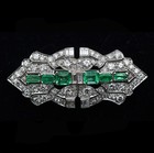 MARCUS & CO Art Deco Platinum Gold Brooch Clips Pendant Diamonds Emeralds (7708) — photo 2