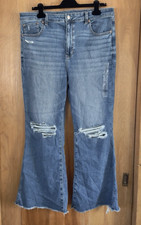 American Eagle Women's AE Next Level Ripped Super High-Waist Flare Jeans 18S NWT