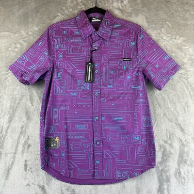The Hundreds Button Up Shirt Men s S Purple Blue Circuit Board Print Cotton NEW