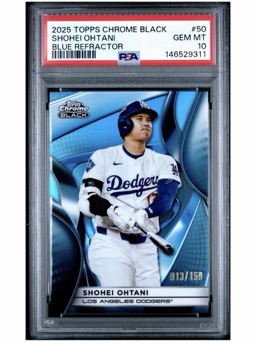 Shohei Ohtani [Blue Refractor] #50 2025 Topps Chrome Black card