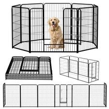 8 Panel 40 Inch Tall Dog Metal Fence Outdoor For Yard Large With Step Door Gate