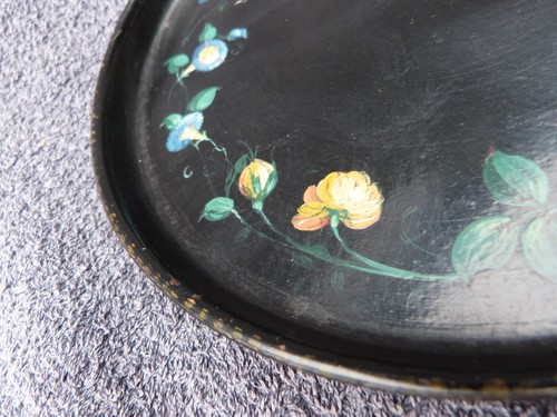 VICTORIAN PAPER MACHE PLATES DISHES X3 HAND PAINTED ROUND HALLWAY CATCH ALL1890s - Picture 6 of 20