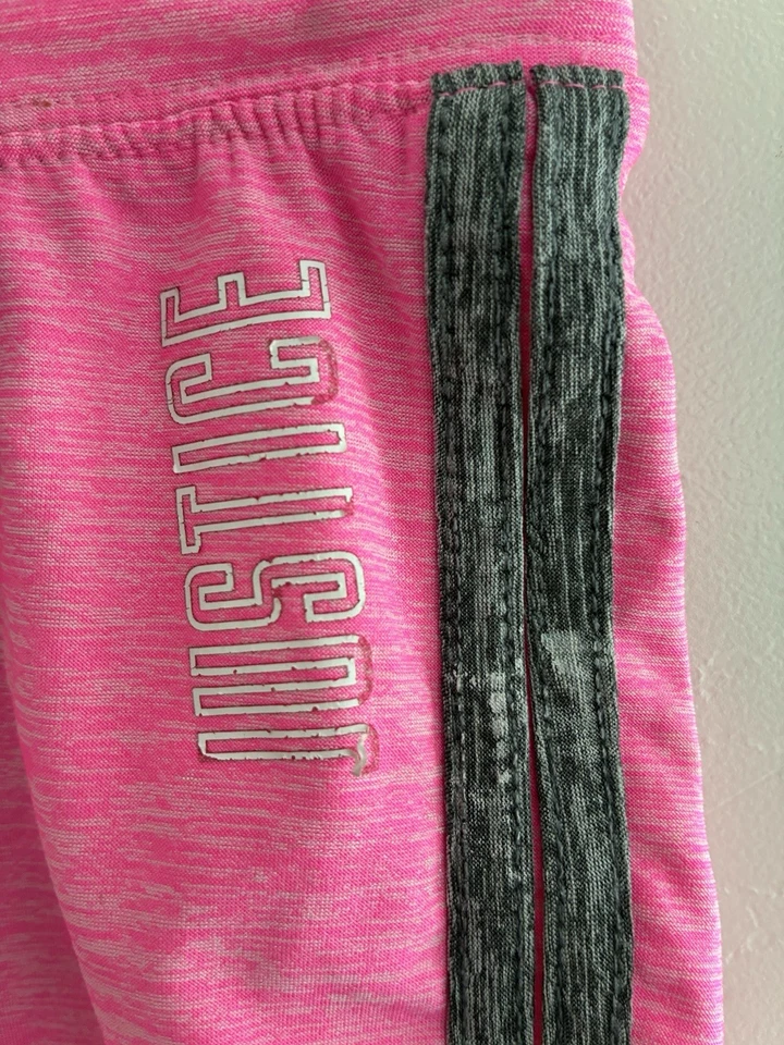 Pantalones Cortos Justice Niños Niñas Gris Rayas Poliéster Cintura Elástica Rosa 6/7 Foto 3 de 4