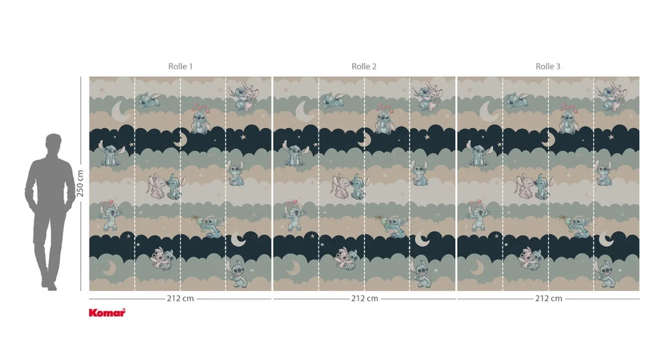 Lilo and Stitch Wallpaper 212 x 250 cm children kids bedroom Disney brown - Image 2 of 4