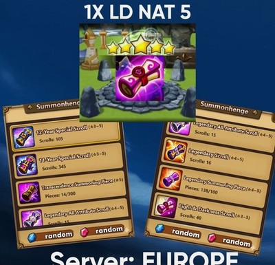 Summoners war Random LD Nat 5 + 11/12 Year Scrolls 200+ 40+ Ld Scrolls 500+ Myst