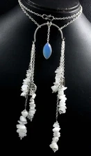 Exclusive Purple Chalcedony Rainbow Moonstone Beaded Necklace 18" GW