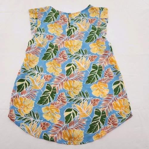 Anthropologie Pleione Womens Size Small Leaf Print Blouse Sleeveless Blue Yellow - Picture 3 of 7