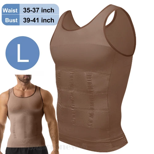 Mens Body Shaper Belly Chest Compression Slimming Shirt Tank Top Abs Girdle Vest - Picture 46 of 56