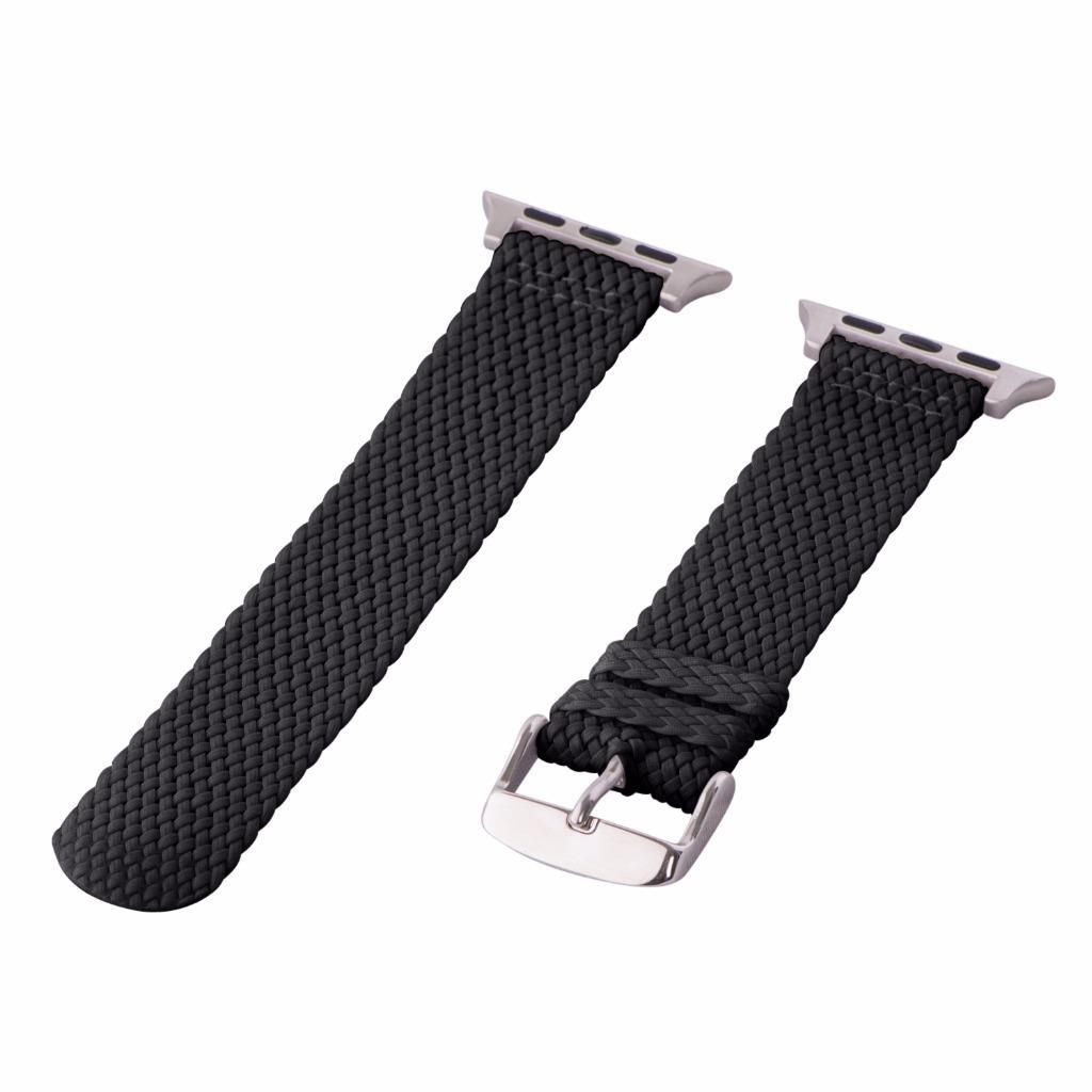 Black Piece Perlon Braided Nylon SS Watch Bands for 38mm Apple