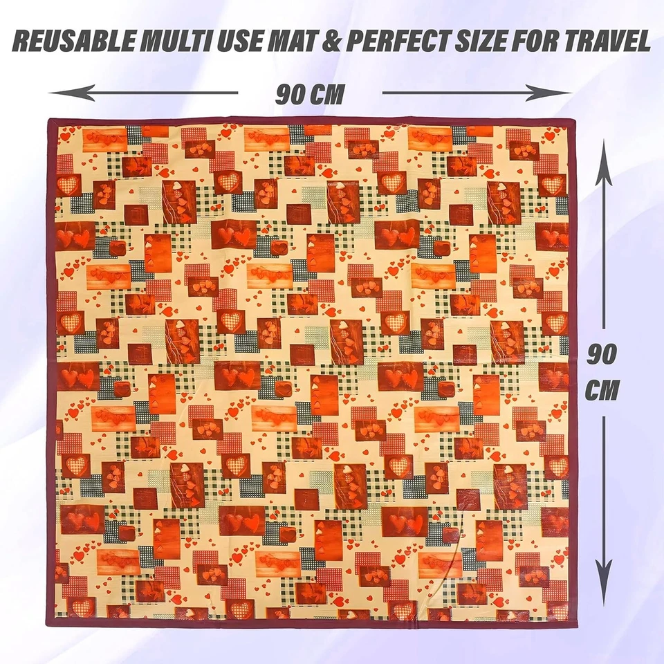 Kuber Industries Heart Design PVC Reversible Food Mat Bed Server-(Red and Cream) - Image 3 of 3