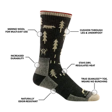 DARN TOUGH MEN'S 1964 BLACK MERINO WOOL ABC BOOT CUSHION SOCK M L XL XXL  Hike