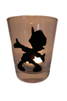"Deko Teelicht Windlicht Print \"Pinocchio\" Schwarz Kerzenglas Teelichtglas"