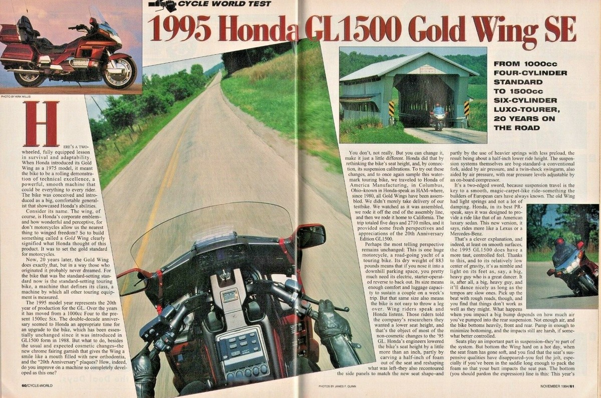 1994 November Cycle World Motorcycle Magazine - 1995 Honda