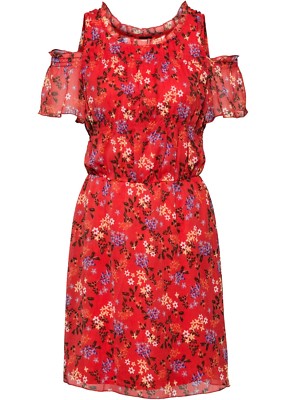 TRAUMHAFTES SOMME KLEID IN ROT/MULTI MIT CUT-OUTS SUPER DESIGN Gr.38 NEU (5031)