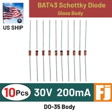 10 Pcs BAT43-T Schottky Diode 30V 200mA DO-35 Small Signal | US Ship