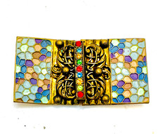 Antique Art Nouveau Deco Enamel Rhinestone Belt Buckle Ornate Czech Numbered