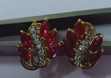 1CT Marquise Cut Simulated Red Ruby Women's Stud Earrings 14K Yellow Gold Plated