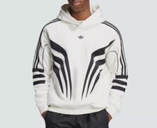 RARE - Adidas Mens Q3 Atlanta Hoodie Sweatshirt 3 Stripe Cloud White Black XL