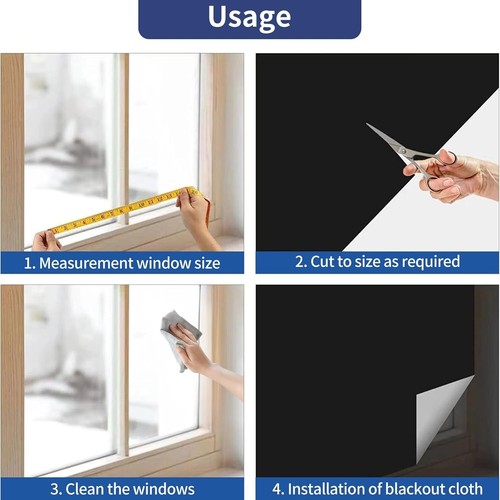 2PCS Blackout Blinds Curtains Shade 118"x57" for Bedroom with Stickers - Picture 3 of 8