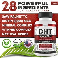 HAIRO DHT BLOCKER + BIOTIN Saw Palmetto Hair Loss STRONG Regrowth Supplement