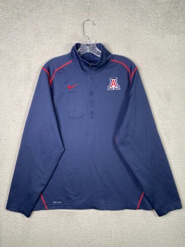University Of Arizona Nike Jacket Mens Large 1/4 Zip Blue Dri-Fit Lightweight
