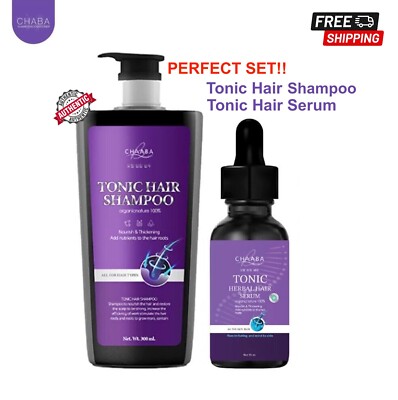Chaba Hair Growth Tonic Shampoo + Hair Tonic Serum Reduces Hair Loss, Thick