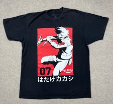 Naruto Men's Shirt Size L Black Short Sleeve Crew Neck Anime Tee Kakashi Hatake