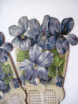 Lovely 1904 Die Cut Fan Calendar w/ Beautiful Blue Flowers * | eBay