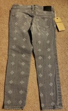 NWT True Religion Girls Casey Gray Bleach Stamped Jeans, Size 6