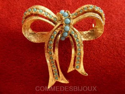 Broche ruban avec strass vintage Épingles pour noeud papillon ton doré
