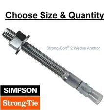 Zinc Plated Simpson Strong Bolt 2 II Concrete Wedge Anchor STB2 ALL SIZES
