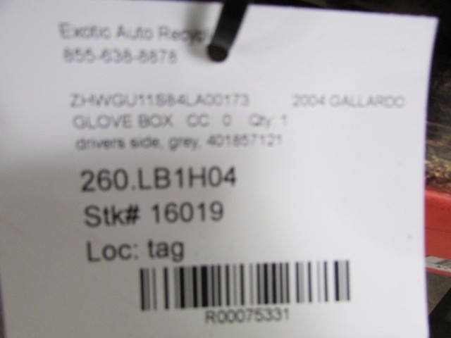 Lamborghini Gallardo, Drivers Side Glove Box, Grey, Used, P/N 401857121