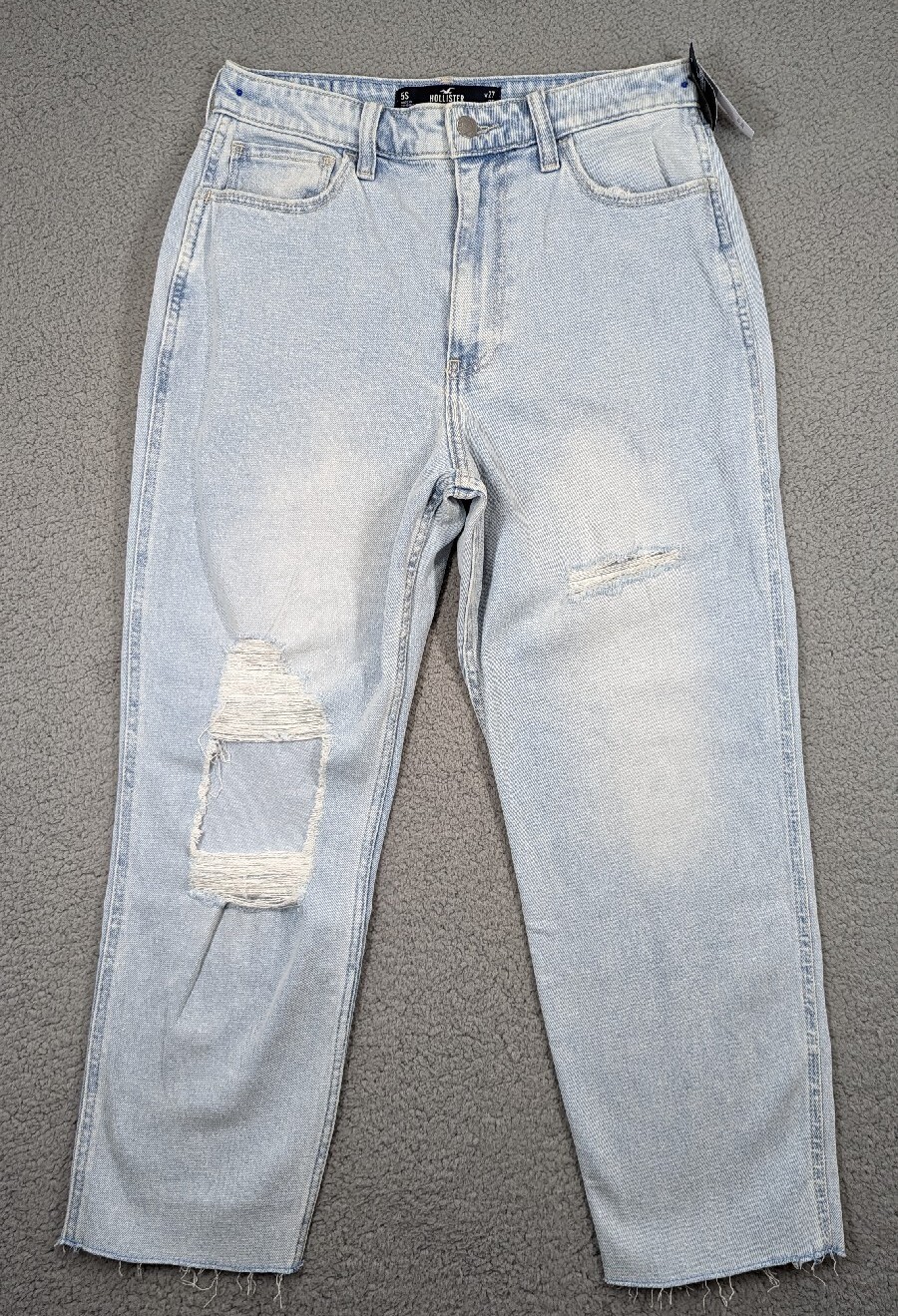 Hollister Ultra High-Rise Mom Jeans Crop Womens Sz 27x25 VTG Stretch Light Wash-image