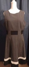 Calvin Klein Color Block Fit and Flare Dress Womens Size 10 Black Charcoal