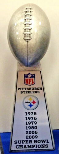 15" LOMBARDI STYLE SUPER BOWL TROPHY PITTSBURGH STEELERS SILVER TONE  RESIN - Picture 1 of 2