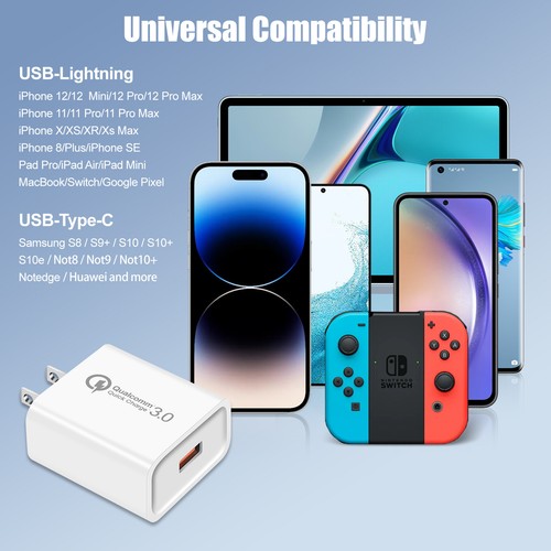USB Fast Wall Charger Adapter Fit Google Pixel 8 7 6 Pro 8a 7a 6a 5 5a 4 4a 3 XL - Picture 2 of 10