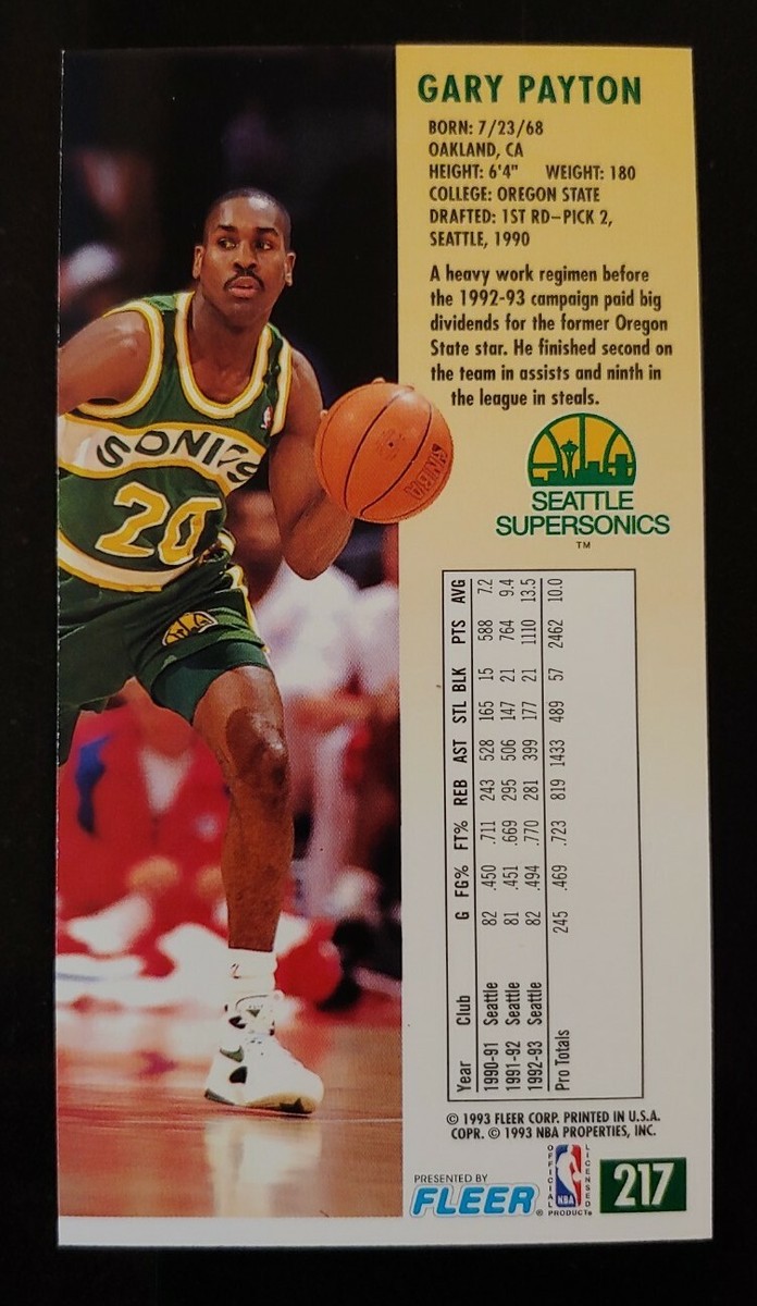 🏀💥1993-94 NBA Jam Session Gary Payton VG Jumbo Seattle