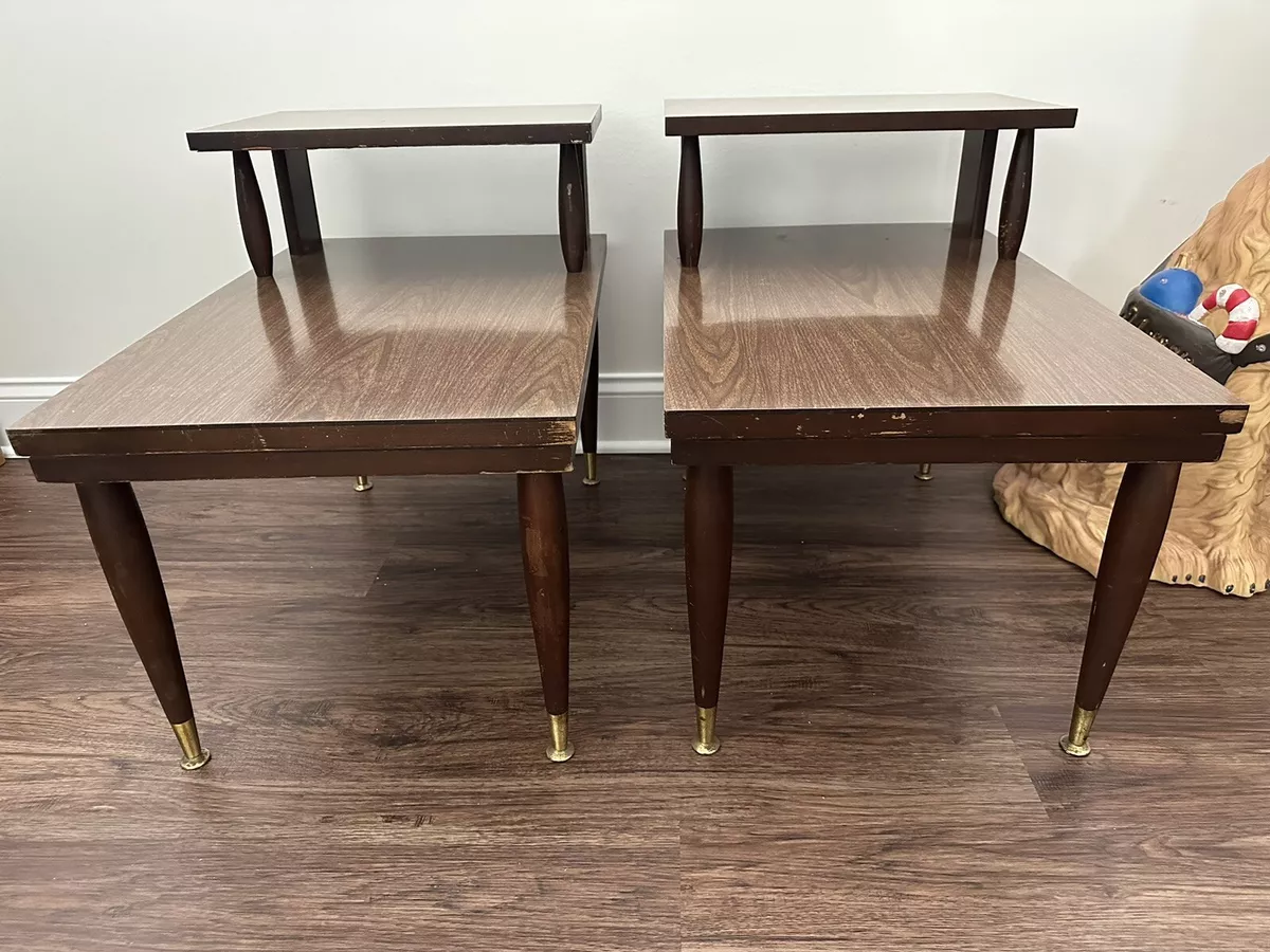 Vintage Mid Century Modern Mersman End Tables 8195 Two Tier Step End