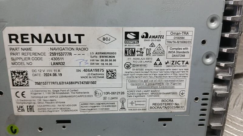 259153777R sistema radio per RENAULT CAPTUR II EVOLUTION 2019 4999246 - Immagine 3 di 4