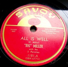 0158/ BIG MILLER-Rythm+Blues-All is well-Try to understand-TOP 78rpm Schellack