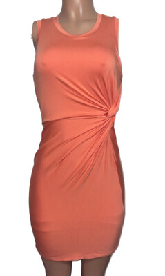 Bailey 44 Nicole Coral Twist Knotted Casual Mini Dress Nwts S Stretchy  Lined | eBay