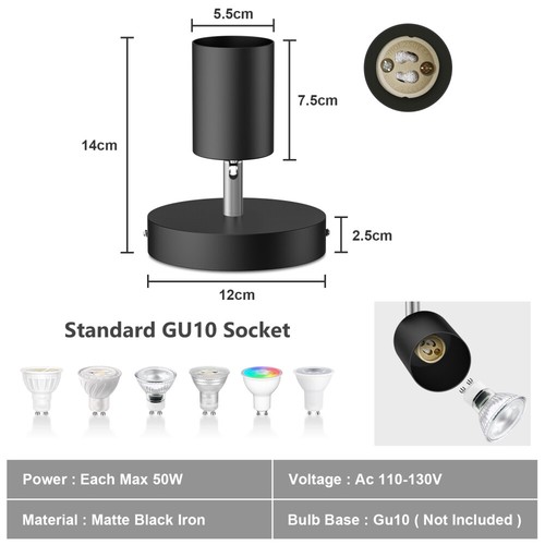 1/2/3/4Light LED Track Lighting Kit, Flush Mount Ceiling Spot Light Fixture GU10 - Picture 8 of 26