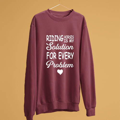 RIDING HORSES IS MY SOLUTION SWEATSHIRT EQUESTRIAN LOVERS PETS RIDING FUNNY GIFT - Picture 3 of 24