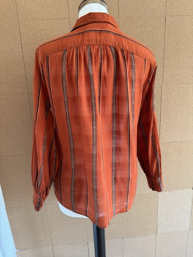 Ba&Sh Shirt Size XS UK 8 Orange Black Striped Long Sleeve Boho Relaxed Cotton - Picture 17 of 18